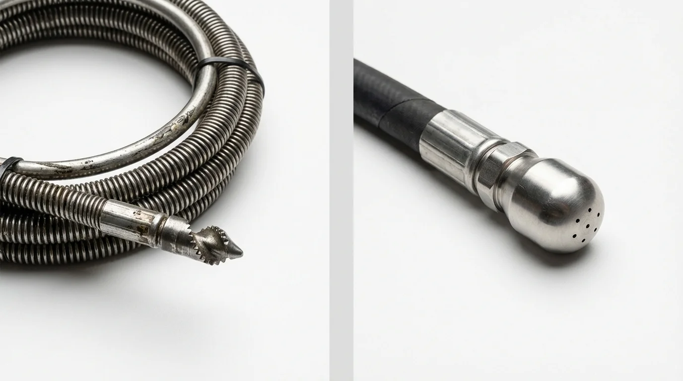 Drain snake cable and hydro jetting nozzle used for drain cleaning in Granite Falls, MN